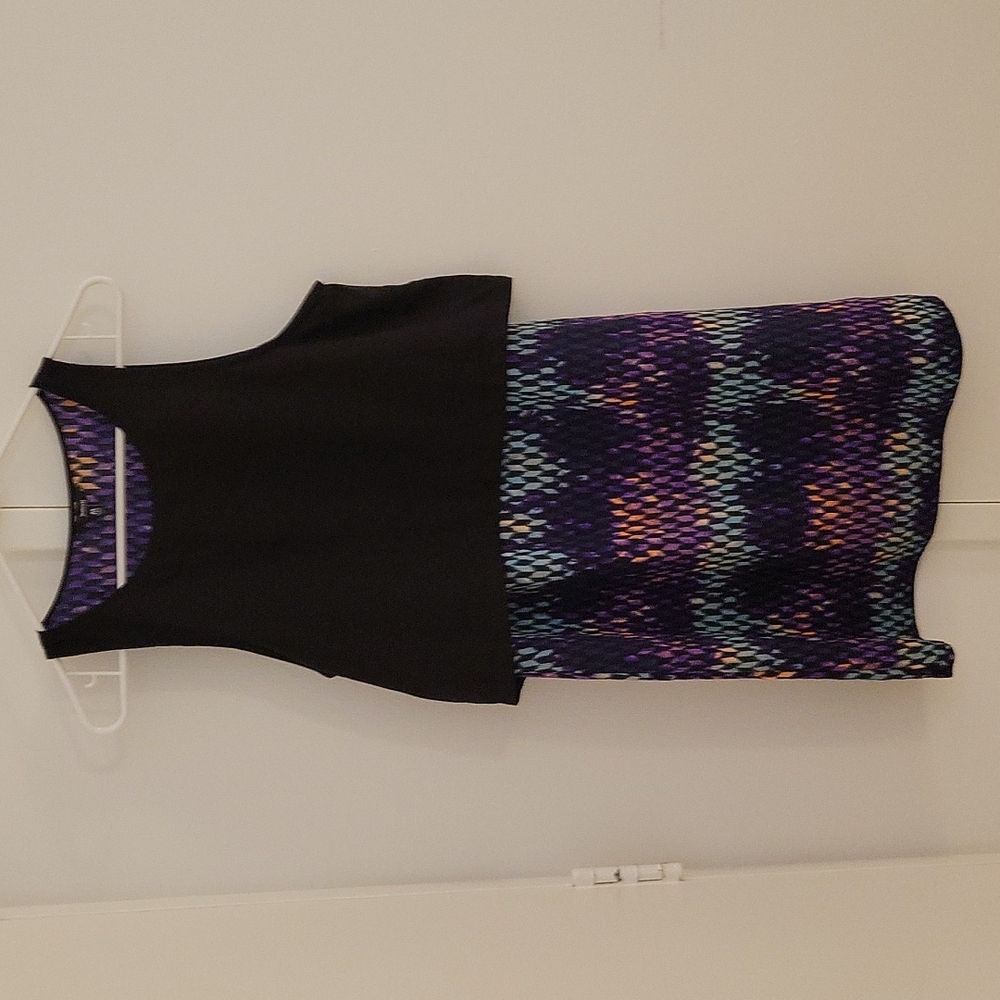 Hurley color block graphic black purple pattern mini  dress sleeveless